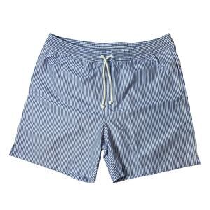 Tailorbyrd Men’s Large Swim Shorts Blue White Stripe Quick Dry Lined